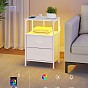 Bílý noční stolek s LED, USB a zásuvkami, 39,6x30x60,4 cm