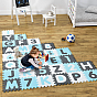 Dětská puzzle podložka s písmeny a čísly 189x189 cm, modrá