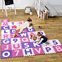 Dětská puzzle podložka s písmeny a čísly 189x189 cm, růžová