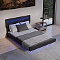 Moderní postel 140 x 200 cm s LED osvětlením, černá