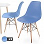 Miadomodo Sada 2 jídelních židlí s plastovým sedákem, modrá