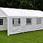 Velký zahradní stan 32m² – ocelové trubky, PE plachta, 4x8m