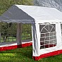 Zahradní párty stan - bílý s červeným lemem 3 x 4 m