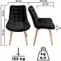 MIADOMODO Sada prošívaných jídelních židlí, černá 2 ks