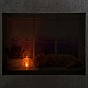 Nástěnná malba kočka na okně, 1 LED, 30 x 40 cm