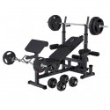 Gorilla Sports Sada posilovací lavice + nakládací set, černá