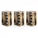 Sada 3 dřevěných bedýnek Divero 42x23cm, stylové úložné boxy