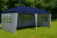 Zahradní stan 3×6 m – modrobílý, skládací, s klik systémem