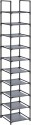 Regál na boty SONGMICS 10 polic, šedý, 33×33×173 cm