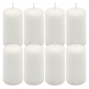 Bílá parafínová svíčka 10 cm, 20 h, 8 ks