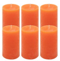 Oranžová parafínová svíčka rustikální 11,5 cm, 40 h, 6 ks