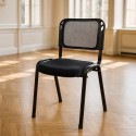 Konferenční židle s černým sedákem, kovový rám, stohovatelná