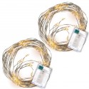 LED osvětlení stříbrný drát, sada 2 kusů, teple bílá, 64 LED