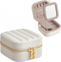 Malá cestovní šperkovnice se zrcátkem a přihrádkami, bílá