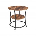 Kulatý stolek s policí, rustikální hnědá, kovový rám, 55 cm