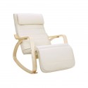 Houpací křeslo s opěrkou nohou a polštářem, béžové