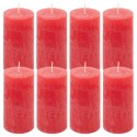 Červená parafínová svíčka rustikální 10 cm, 25 h, sada 8 ks