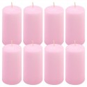 Růžová parafínová svíčka 10 cm, 20 h hoření, sada 8 ks