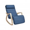 Houpací křeslo s opěrkou nohou a polštářem, tmavě modré
