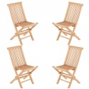 DIVERO Sada 4 skládacích židlí z týkového dřeva, 89x46x62 cm