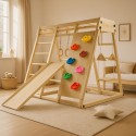 Dětské vnitřní dřevěné hřiště se skluzavkou, skládací velké
