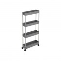 Pojízdný úložný vozík 4 patra, šedý, 40x12,5x88 cm