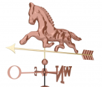 Dekorativní měděná korouhvička kůň, 118 cm