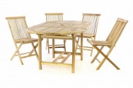 Zahradní set DIVERO z teakového dřeva - stůl + 4 skládací židle