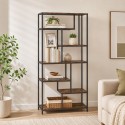Industriální rustikální knihovna 180 cm, 6 polic
