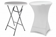 Párty stolek BISTRO vč. elastického potahu, bílá