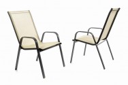 Set zahradních stohovatelných židlí, krémová, 2 ks