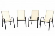 Set zahradních stohovatelných židlí, krémová, 4 ks