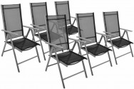 Garthen Sada zahradních skládacích židlí, 6 ks, černé